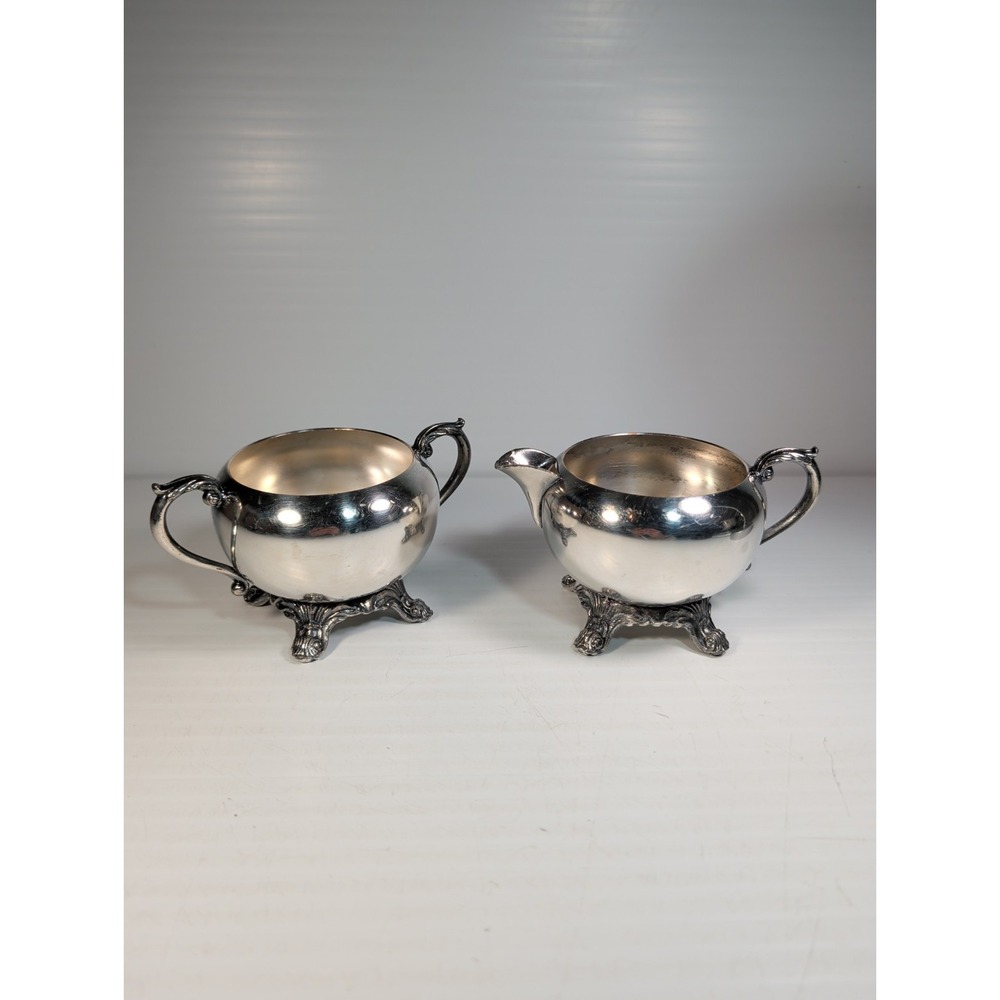 F.B. Rogers Silver Co. 2391 VTG Silver Plated Cream & Sugar Bowl Set No Lids